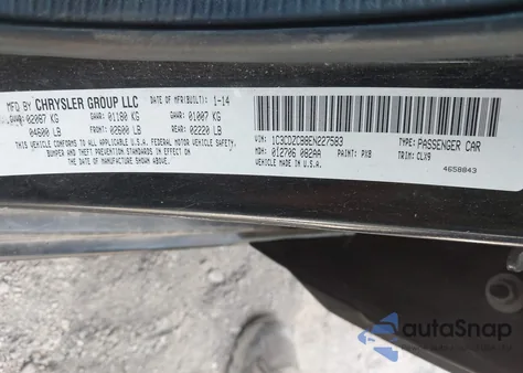 2014 Dodge Avenger Sxt из США, поврежденный, VIN 1C3CDZCB8EN227583